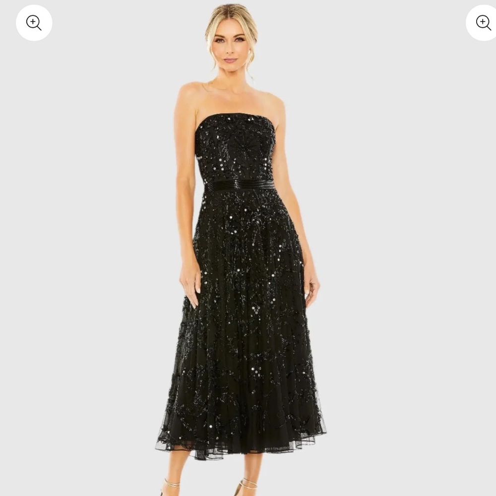 Mac Duggal Strapless Black Beaded Dress